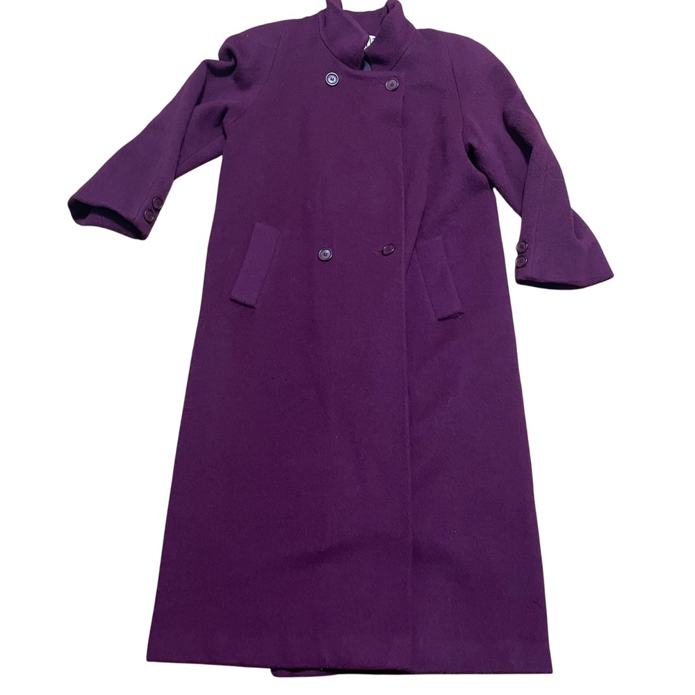 VTG Paul Levy Plum Purple Mohair Wool Blend Coat‎ Longline Double Breasted USA